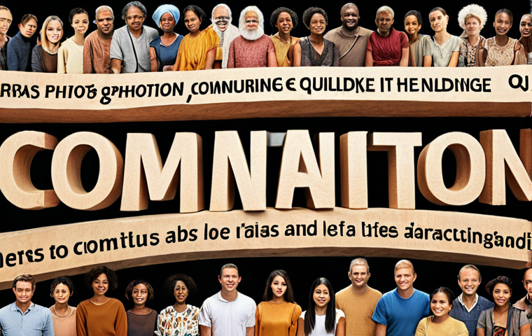 **Global Communication Bridge:** Diverse group of people from different cultures building a bridge made of words, emphasizing connection, empathy, and understanding. Warm, inviting color palette.