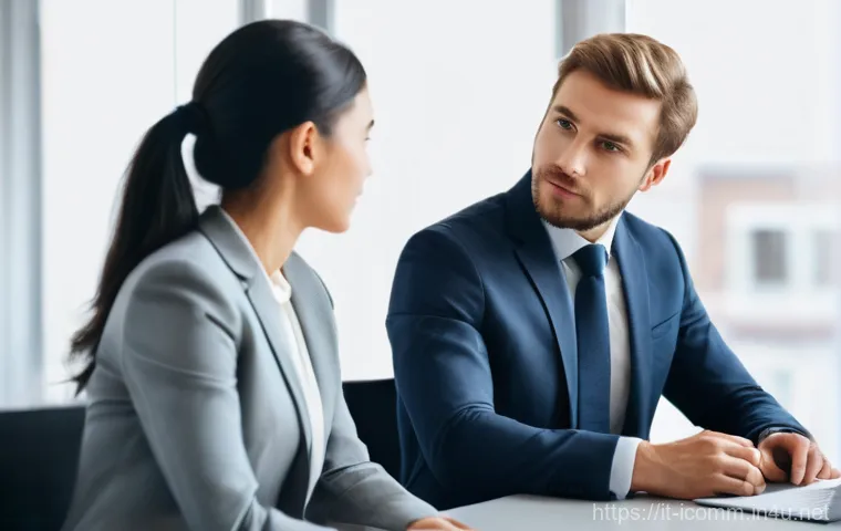 국제커뮤니케이션 자격 시험 준비 과정 - A diverse group of three young professionals (male and female, ages 25-35, dressed in smart business...