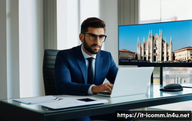 국제커뮤니케이션 취업 인터뷰 준비 - A modern international business interview scene set in a stylish Milan office, featuring a confident...