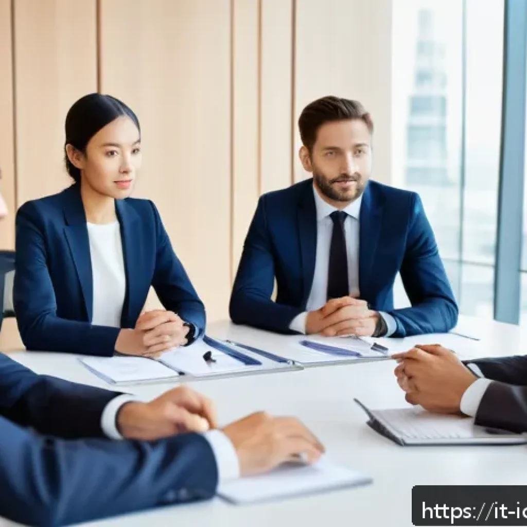 국제커뮤니케이션 실무 경험의 중요성 - A diverse group of international business professionals in a modern conference room, engaged in a mu...